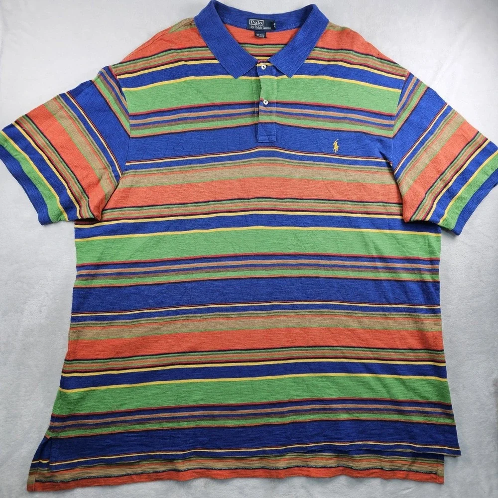 Polo Ralph Lauren Shirt Mens 5XB Big & Tall Multicolored Striped Colorful Serape